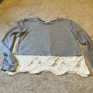 Grey with white lace Sweatshirt